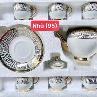 BỘ BÌNH TRÀ 6 LY HOA VĂN NHỦ VÀNG HOÀNG GIA