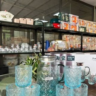 Bộ Bình 6 Cốc Thủy Tinh Giả Tiệp Xanh TYHSJ (THÙNG 8B)