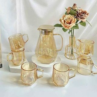 Bộ Bình Cốc Thủy Tinh Vàng/Xám ZSH-7K (THÙNG 10B)