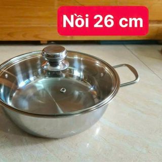 Nồi Inox Vung Kính 26cm (THÙNG 72C)