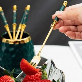 Bộ 5 Thìa Dĩa Xanh cán sứ Re ( BAO 400 Vỉ)