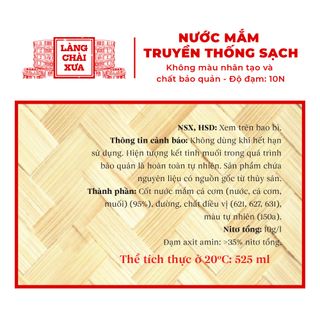 [Date mới] 01 Chai Nước mắm nhỉ cá cơm than Làng Chài Xưa 525ml sánh đặc thịt cá 300 năm truyền thống