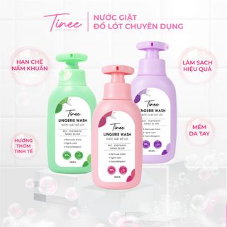 Nước giặt đồ lót Tinee Lingerie Wash – Làm sạch kháng khuẩn, khử mùi, mềm da tay – Công nghệ enzyme & nano bạc 280ml
