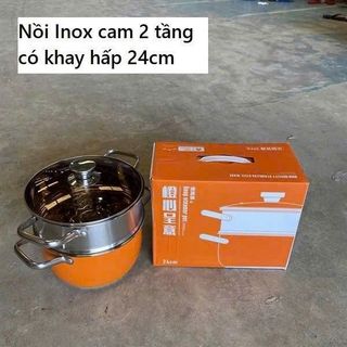 Nồi Inox Cam 2 Tầng Có Khay Hấp 24cm ( THÙNG 16C )