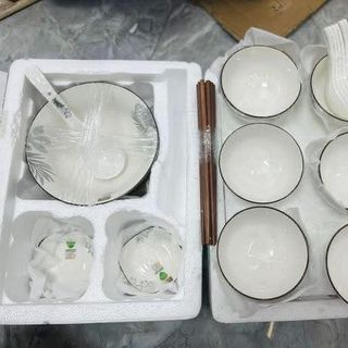 Bộ Bát Đũa sứ 28SP Hoa Chuối hoa cọ (THÙNG 6B)