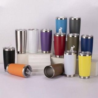 Ly inox trơn 600ml nhiều màu kèm ống hút AZ007