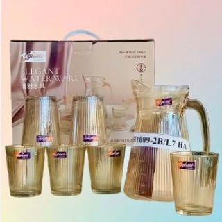 Bộ Bình 6 Cốc Thủy Tinh Vàng EH1009-2B/L7HA ( THÙNG 8B)