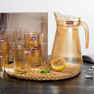 Bộ Bình 6 Cốc Thủy Tinh Vàng EH1009-2B/L7HA ( THÙNG 8B)