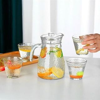 Bộ Bình 4 Cốc Thuỷ Tinh Sần (Thùng 16B)