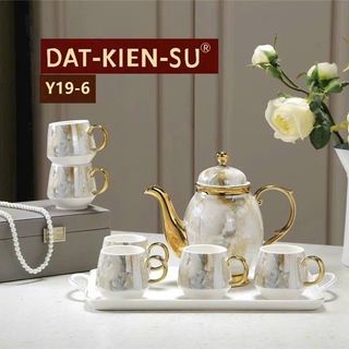 Bộ Bình 6 Cốc Khay Sứ Vân Đá Bầu Y19-6 (THÙNG 10B)