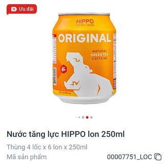 1 thùng Nước tăng lực Hippo lon 250Ml
