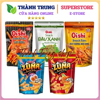 Thùng 20 gói Snack Oishi Size lớn 65gr - Tôm Cay nồng, Tôm sốt tương mật ong, Đậu xanh nước cốt dừa
