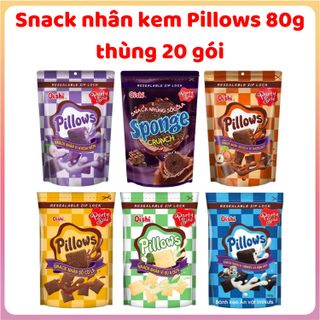 Thùng 20 gói Bánh Snack Pillows Oishi nhân kem đủ vị gói lớn 80g