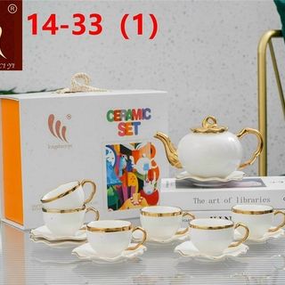 Bộ Ấm Chén bình 6 cóc Đĩa Kê Sóng Sứ Trắng 14-33, 34 (THÙNG 12B)