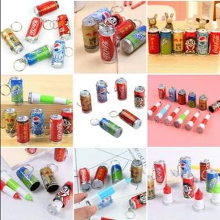 Móc khóa xinh xắn kèm bút bi mẫu lon nước mix nhiều mẫu nha