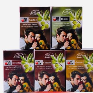 Dầu gội nhuộm tóc SOLBOL 15 phút – Hair Darkening Shampoo 30ml x10 gói (5 màu)