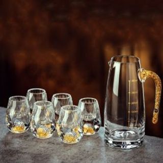 Bộ Bình 6 Ly Đáy Vàng 24k Re (THÙNG 20B)