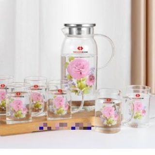 Bộ Bình 6 Cốc Thủy Tinh Hoa CN CC (THÙNG 12B)