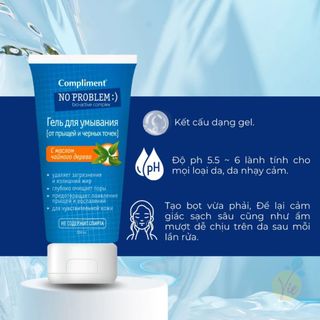 Sữa Rửa Mặt Compliment No Problem Giúp Làm Sạch Sâu, Hỗ Trợ Giảm Mụn 200ml