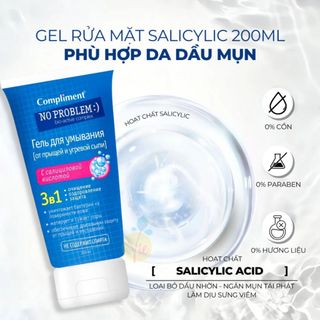 Sữa Rửa Mặt Compliment No Problem Giúp Làm Sạch Sâu, Hỗ Trợ Giảm Mụn 200ml