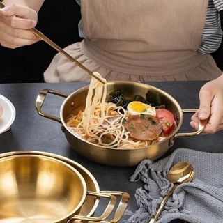 CHẢO INOX MẠ VÀNG 18CM 2 QUAI HÀN QUỐC