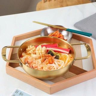 CHẢO INOX MẠ VÀNG 18CM 2 QUAI HÀN QUỐC