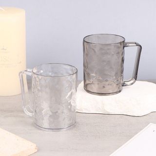 Ly Cốc nhựa Đánh Răng Trong Suốt Kèm Tay Cầm Để Bàn Chải Họa Tiết Vân pha lê