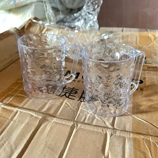Ly Cốc nhựa Đánh Răng Trong Suốt Kèm Tay Cầm Để Bàn Chải Họa Tiết Vân pha lê