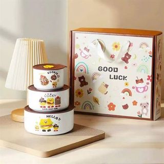 Bộ 3 Bát Sứ Họa Tiết Good Luck ( THÙNG 20B )