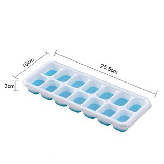 8%  Khay làm đá hình Vuông đế mềm bằng silicon - có nắp - 14 viên