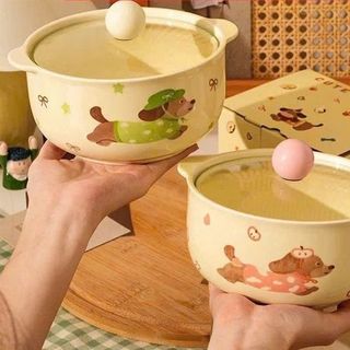 Nồi Sứ , Âu Sứ Hình Cún Có Nắp Kèm Núm Cute (THÙNG 36C)