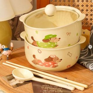 Nồi Sứ , Âu Sứ Hình Cún Có Nắp Kèm Núm Cute (THÙNG 36C)