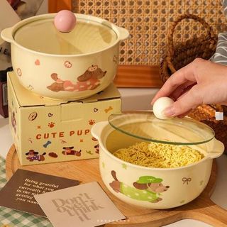 Nồi Sứ , Âu Sứ Hình Cún Có Nắp Kèm Núm Cute (THÙNG 36C)