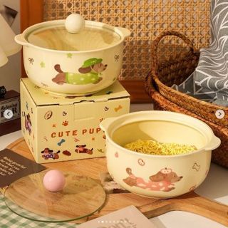 Nồi Sứ , Âu Sứ Hình Cún Có Nắp Kèm Núm Cute (THÙNG 36C)