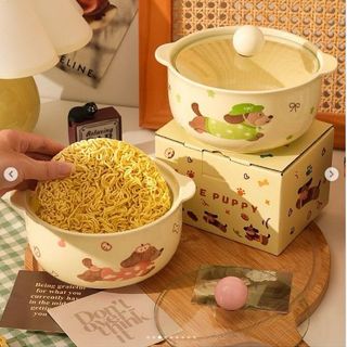 Nồi Sứ , Âu Sứ Hình Cún Có Nắp Kèm Núm Cute (THÙNG 36C)