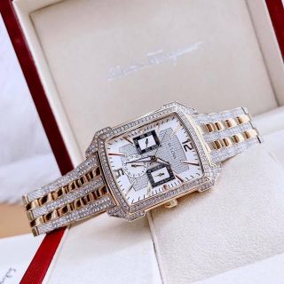 ĐỒNG HỒ NAM CAO CẤP BULODA ĐÍNH HỘT XOÀN DEMI VÀNG MẶT CHỮ NHẬT