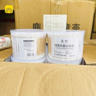 Hộp 500 tăm bông thân gỗ dùng cho gia đình