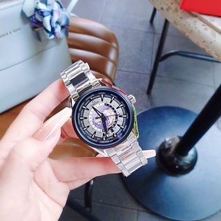 ĐỒNG HỒ NAM CAO CẤP ÔMÊGHA MÁY CƠ LỘ ĐÁY MẶT ĐEN DÂY THÉP VÀ CAO SU