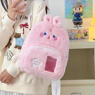 BALO LÔNG THỎ HỒNG BABY PHỐI KÍNH CUTE SIÊU XINH - PIPI STORE