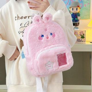 BALO LÔNG THỎ HỒNG BABY PHỐI KÍNH CUTE SIÊU XINH - PIPI STORE