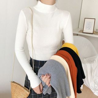 Áo len tăm cổ 3p co giãn, áo len cao cổ