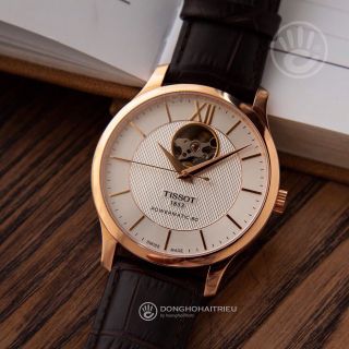 ĐỒNG HỒ NAM SIÊU CẤP TIXOT ĐẸP NHƯ HÃNG DÂY DA KÍNH SAPHIRE LỘ MÁY AUTOMATIC MẶT TRẮNG VIỀN ĐỒNG