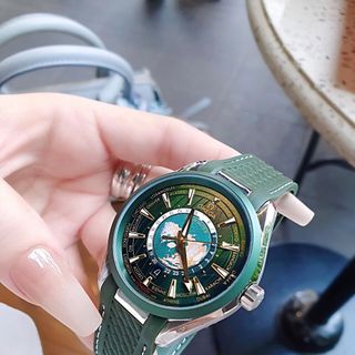 ĐỒNG HỒ NAM CAO CẤP ÔMÊGHA MÁY CƠ LỘ ĐÁY MẶT XANH LÁ DÂY CAO SU