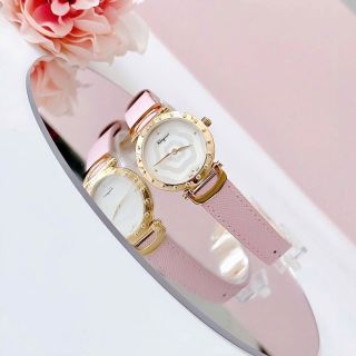 ĐỒNG HỒ NỮ CAO CẤP SALVATHORE DÂY DA HỒNG MẶT HOA NIỀNG VÀNG
