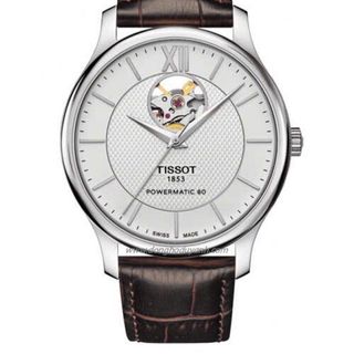 ĐỒNG HỒ NAM SIÊU CẤP TIXOT ĐẸP NHƯ HÃNG DÂY DA KÍNH SAPHIRE LỘ MÁY AUTOMATIC MẶT TRẮNG VIỀN BẠC