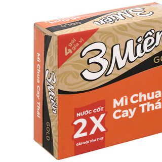 Mì 3 Miền Gold Tôm Chua Cay Thái gói 75g Thùng 30 gói