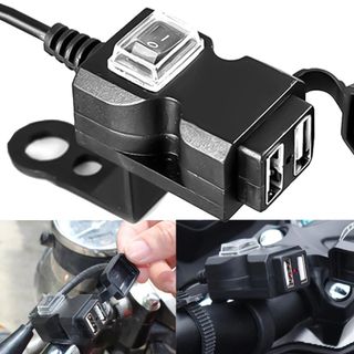 SẠC ĐIỆN THOẠI 2 CỔNG GẮN XE MÁY CÓ CÔNG TẮC