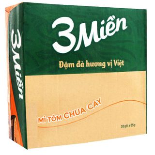 Mì 3 Miền Tôm Chua Cay gói 65g Thùng 30 gói