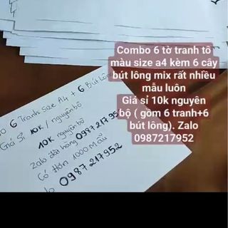 Bộ tranh 6 tờ gia 10k nguyen bo gom 6 tranh mix rất nhiều mẫu size a4 va 6 cay but long Sieu re