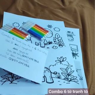 Bộ tranh 6 tờ gia 10k nguyen bo gom 6 tranh mix rất nhiều mẫu size a4 va 6 cay but long Sieu re